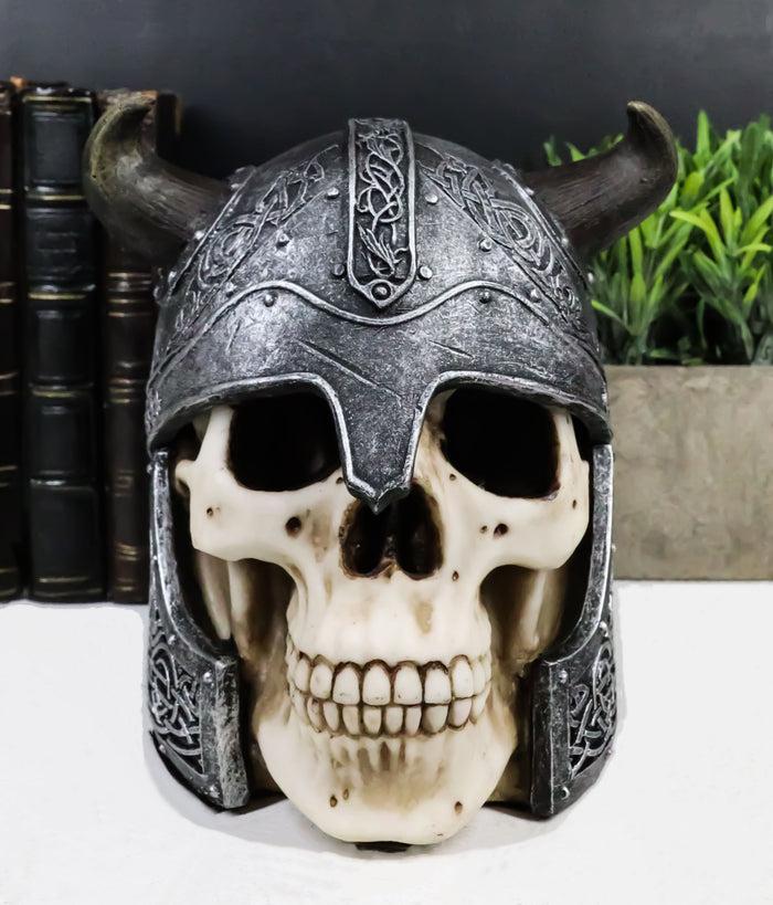 ebros gift Viking Lord Chieftain Horned Helmet Skull Jewelry Box Figurine Sculpture