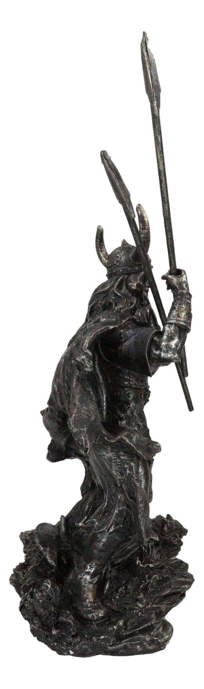 Ebros Gift Viking Norse God Odin Alfather With Horned Helm Holding Javelin Spears Figurine