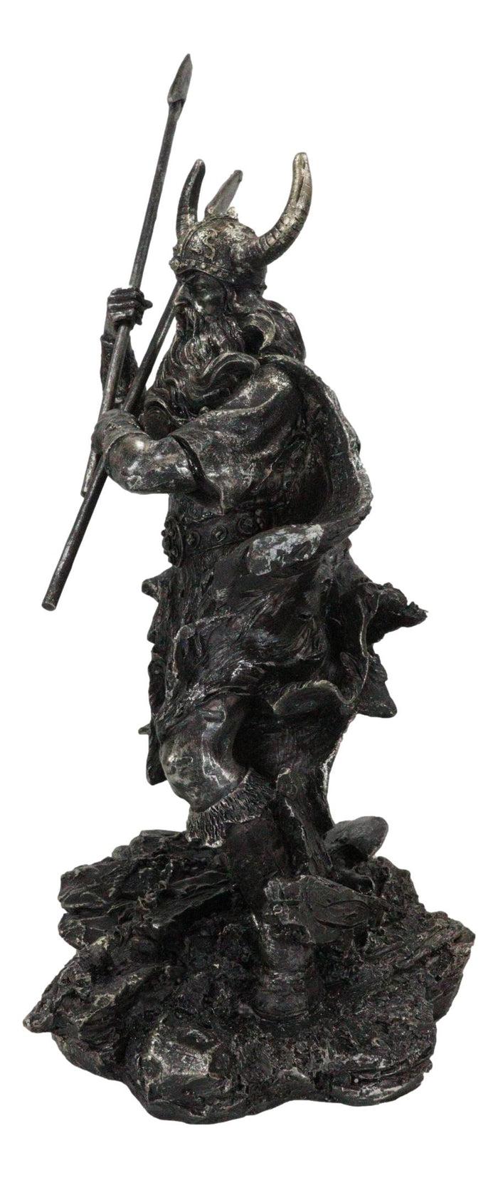 Ebros Gift Viking Norse God Odin Alfather With Horned Helm Holding Javelin Spears Figurine
