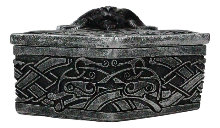 Ebros Gift Viking Ram Skull Thor Hammer Mjolnir With Runes Knotwork Decorative Jewelry Box