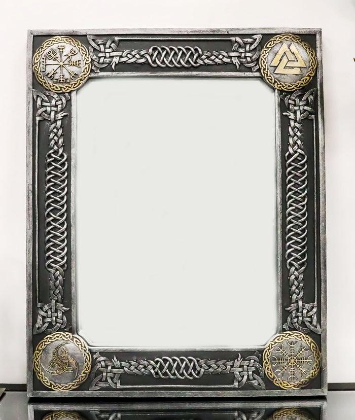 ebros gift Viking Rune Vegvisir Compass Valknut Triskelion Symbol Vanity Wall Mirror Plaque
