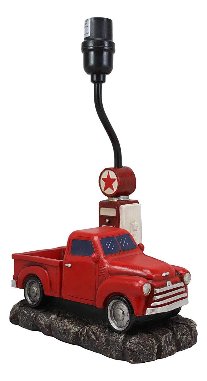 Ebros Gift Vintage Big Red Pickup Truck By Classic Old Gas Pump Desktop Table Lamp Decor