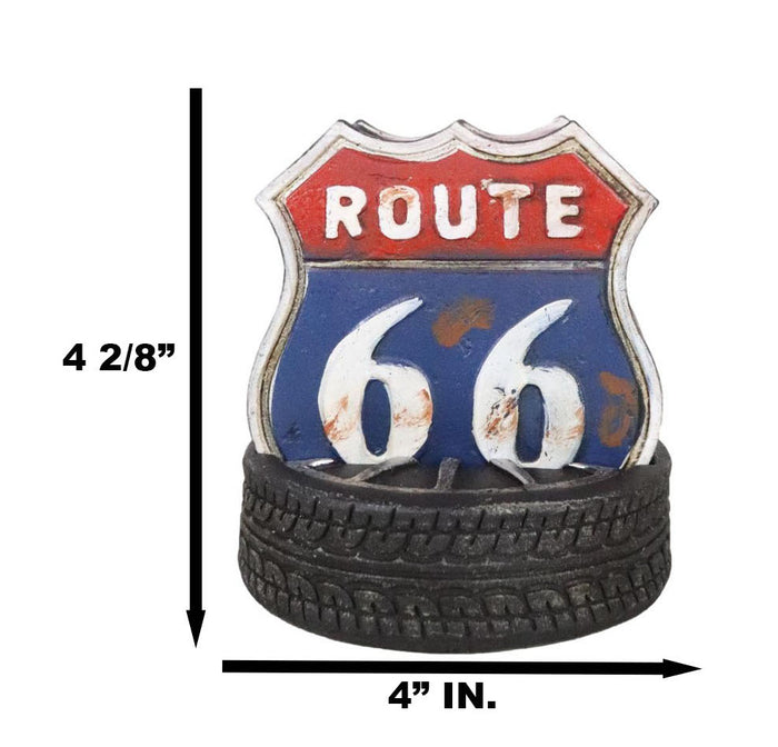Ebros Gift Vintage Classic Road Trip Iconic Route 66 Highway Sign Truck Tire Coaster Set
