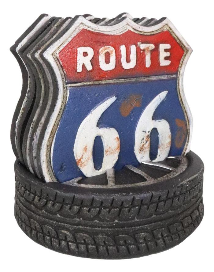 Ebros Gift Vintage Classic Road Trip Iconic Route 66 Highway Sign Truck Tire Coaster Set