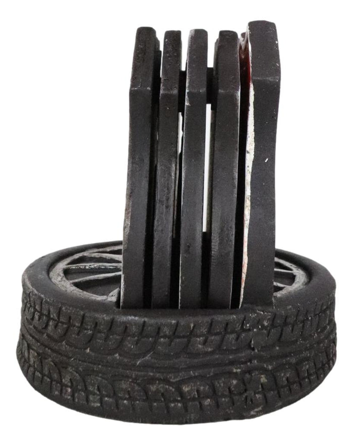 Ebros Gift Vintage Classic Road Trip Iconic Route 66 Highway Sign Truck Tire Coaster Set