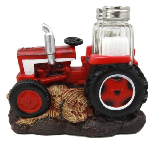 Ebros Gift Vintage Country Farm Agriculture Red Tractor Salt Pepper Shakers Holder Figurine