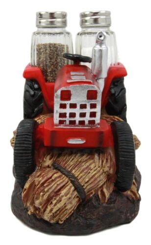 Ebros Gift Vintage Country Farm Agriculture Red Tractor Salt Pepper Shakers Holder Figurine