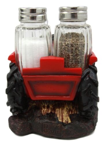 Ebros Gift Vintage Country Farm Agriculture Red Tractor Salt Pepper Shakers Holder Figurine