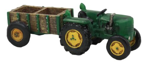 Ebros Gift Vintage Country Farm Green Tractor Pulling Wagon Salt And Pepper Shakers Holder