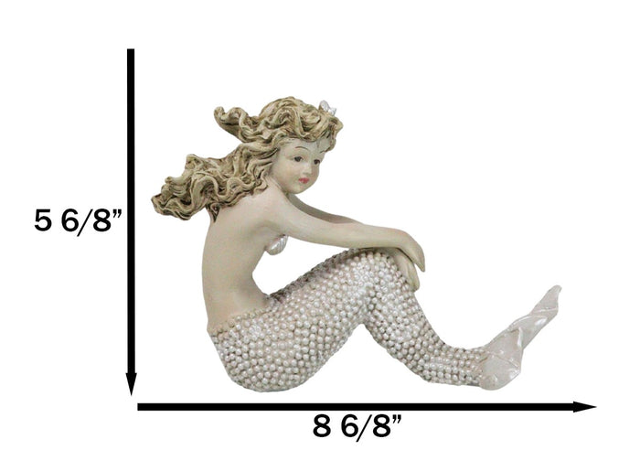 Ebros Gift Vintage Ocean Atlantis Pretty Mermaid Girl With Beaded Tail Sitting Figurine