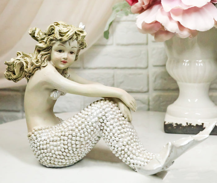 ebros gift Vintage Ocean Atlantis Pretty Mermaid Girl With Beaded Tail Sitting Figurine