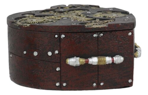 Ebros Gift Vintage Painted Clockwork Gears Steampunk Heart Box Figurine 4.5"Wide Valentine