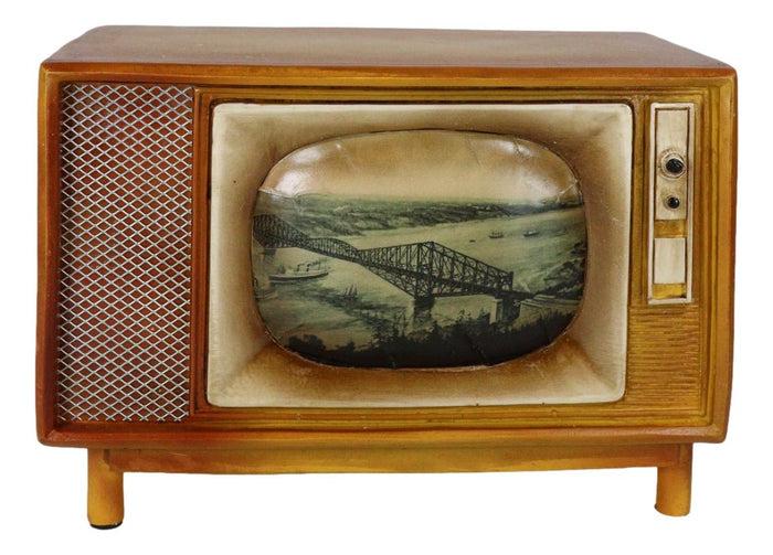 Ebros Gift Vintage Retro Rectangle TV Television Box Set Money Coin Savings Piggy Bank