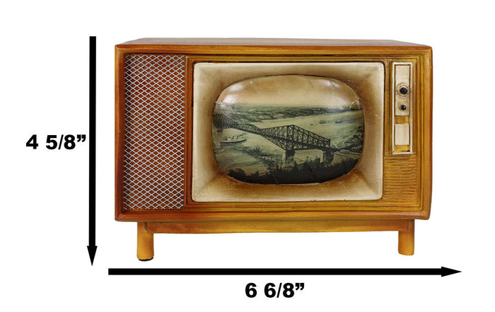 Ebros Gift Vintage Retro Rectangle TV Television Box Set Money Coin Savings Piggy Bank