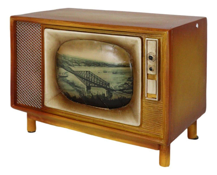 Ebros Gift Vintage Retro Rectangle TV Television Box Set Money Coin Savings Piggy Bank
