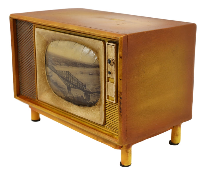 Ebros Gift Vintage Retro Rectangle TV Television Box Set Money Coin Piggy Bank Accent Decor