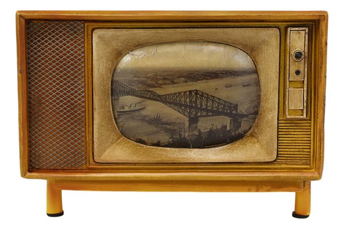 Ebros Gift Vintage Retro Rectangle TV Television Box Set Money Coin Piggy Bank Accent Decor