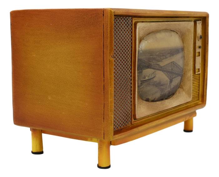 Ebros Gift Vintage Retro Rectangle TV Television Box Set Money Coin Piggy Bank Accent Decor
