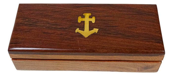 Ebros Gift Vintage Victorian Brass Nautical Marine Pirate Anchor On Decorative Rosewood Box
