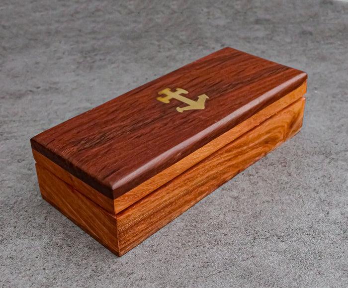 ebros gift Vintage Victorian Brass Nautical Marine Pirate Anchor On Decorative Rosewood Box