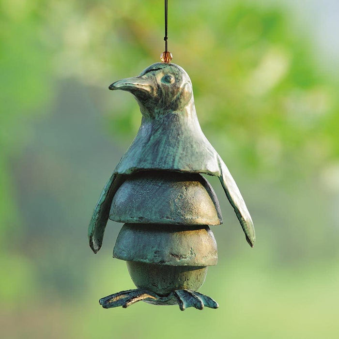 ebros gift Waddling Polar Emperor Penguin Heavy Cast Iron Segmented Mobile Or Wind Chime