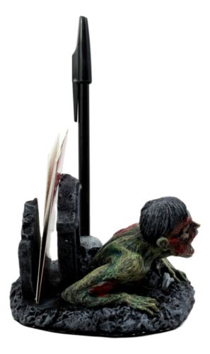 Ebros Gift Walking Dead Crawling Zombie Pen & Business Cards Holder 4.5"L Office Decor