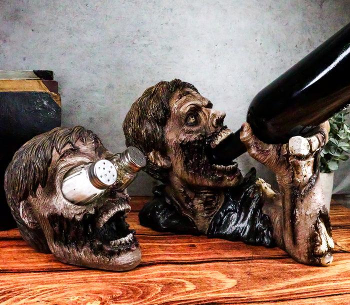 Ebros Gift Walking Undead Zombie Wine Bottle And Salt Pepper Shakers Holders Figurine Set
