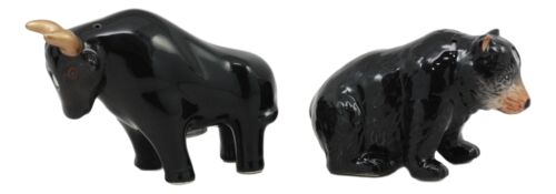 Ebros Gift Wall Street Charging Bull Versus Angry Bear Salt And Pepper Shakers Set Ceramic