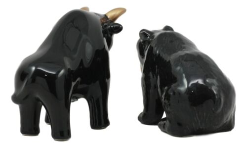 Ebros Gift Wall Street Charging Bull Versus Angry Bear Salt And Pepper Shakers Set Ceramic