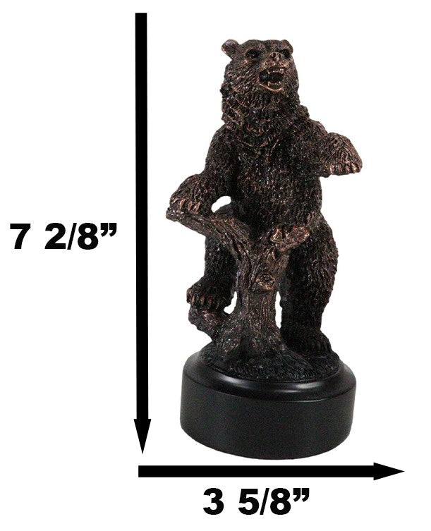 Ebros Gift Wall Street Standing Grizzly Bear Statue Bronze Electroplated Resin Figurine