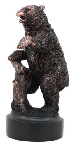 Ebros Gift Wall Street Standing Grizzly Bear Statue Bronze Electroplated Resin Figurine