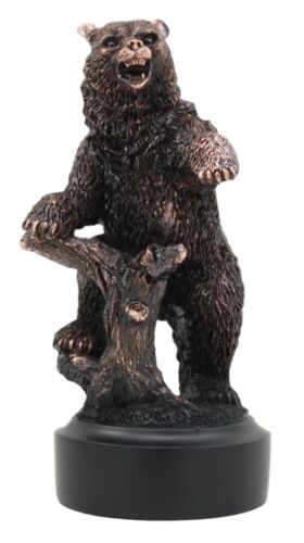 Ebros Gift Wall Street Standing Grizzly Bear Statue Bronze Electroplated Resin Figurine