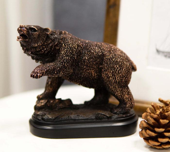 Ebros Gift Wall Street Stock Market Bear Attacking With Paw Bronze Electroplated Figurine
