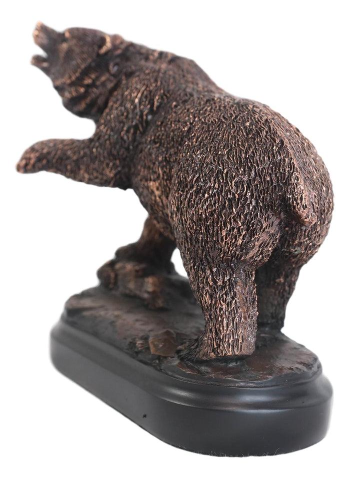 Ebros Gift Wall Street Stock Market Bear Attacking With Paw Bronze Electroplated Figurine