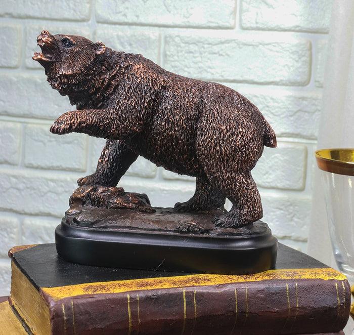 ebros gift Wall Street Stock Market Bear Attacking With Paw Bronze Electroplated Figurine