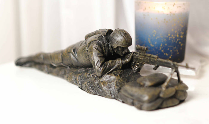 ebros gift War Marine Scout Sniper Soldier With Long Range Rifle Gun On Tripod Stand Statue