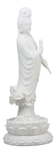 Ebros Gift Water And Moon Bodhisattva Goddess Kuan Yin Standing On Lotus Statue 12.75"H