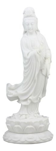 ebros gift Water And Moon Bodhisattva Goddess Kuan Yin Standing On Lotus Statue 12.75"H