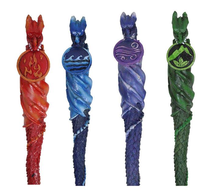 ebros gift Water Fire Wind Earth Set Of 4 Elemental Dragon Fantasy Cosplay Magic Wands
