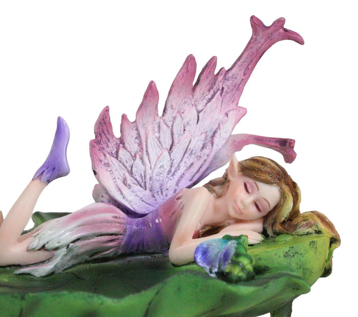 Ebros Gift Water Garden Blonde Fairy Thumbelina Sleeping On Lotus Jewelry Tray Figurine