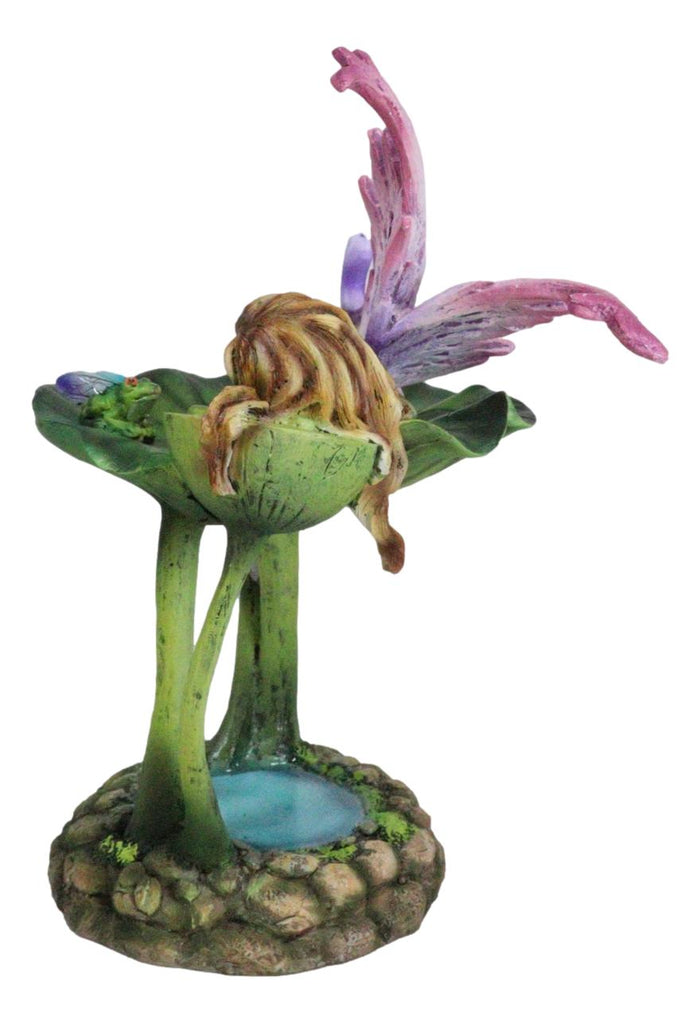 Ebros Gift Water Garden Blonde Fairy Thumbelina Sleeping On Lotus Jewelry Tray Figurine