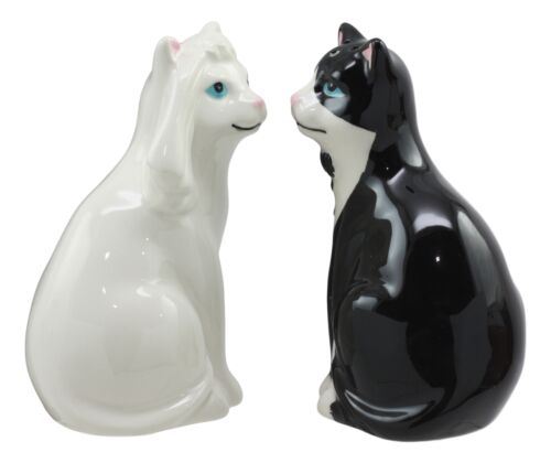 Ebros Gift Wedding Black White Cats In Tuxedo And Bridal Gown Salt And Pepper Shakers Set