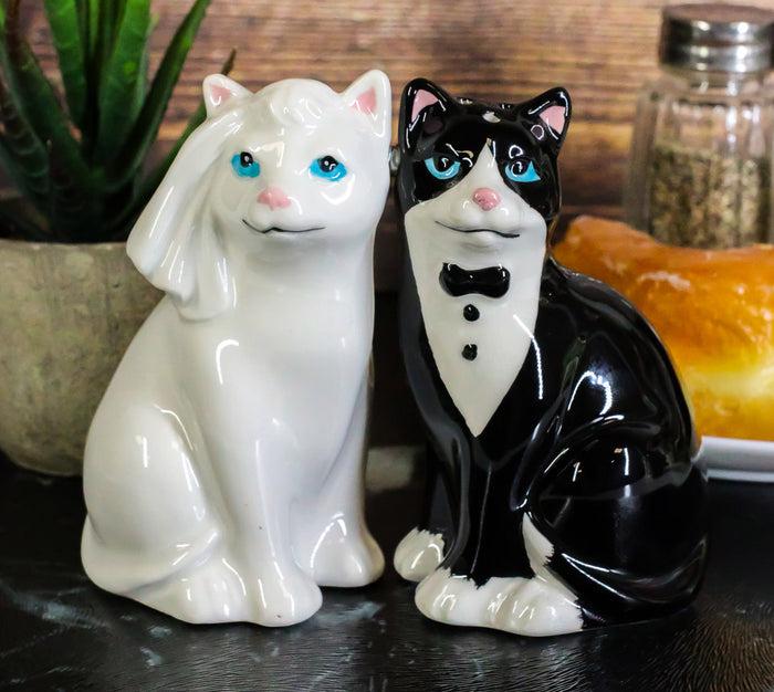 ebros gift Wedding Black White Cats In Tuxedo And Bridal Gown Salt And Pepper Shakers Set