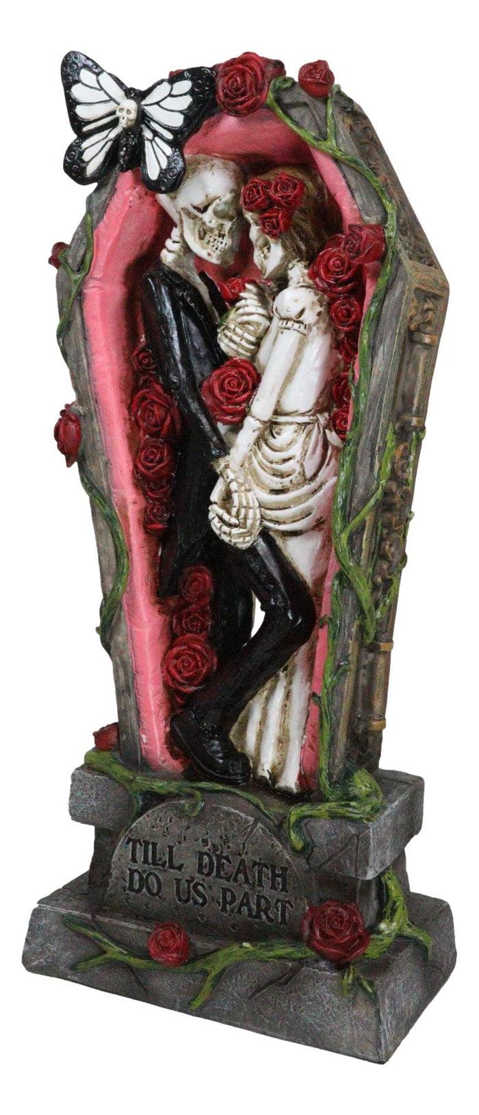 Ebros Gift Wedding Bride And Groom Skeletons In Rose Coffin Till Death Do Us Part Figurine