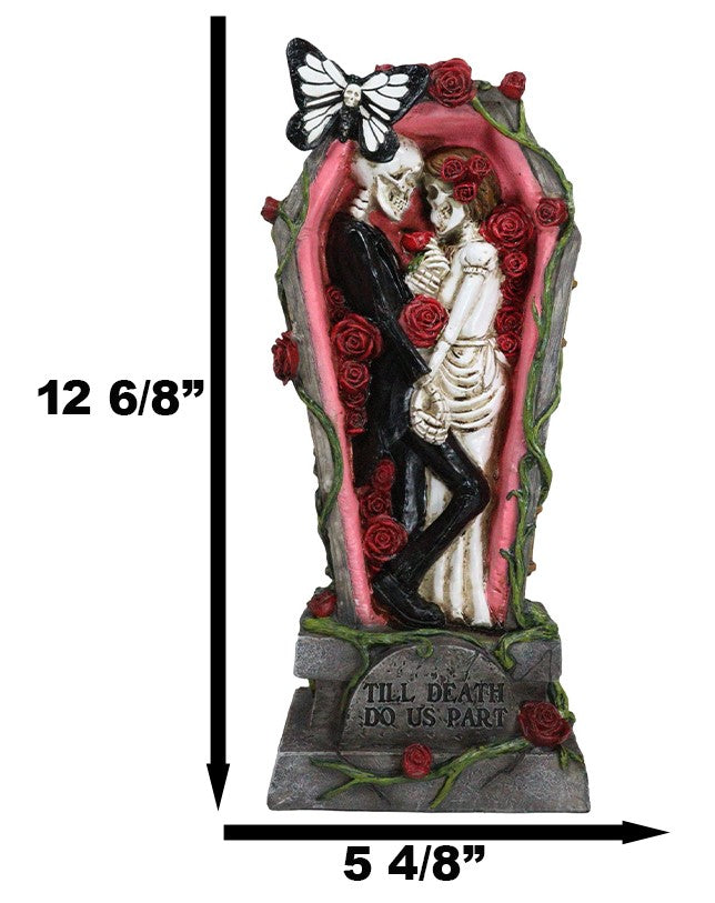 Ebros Gift Wedding Bride And Groom Skeletons In Rose Coffin Till Death Do Us Part Figurine