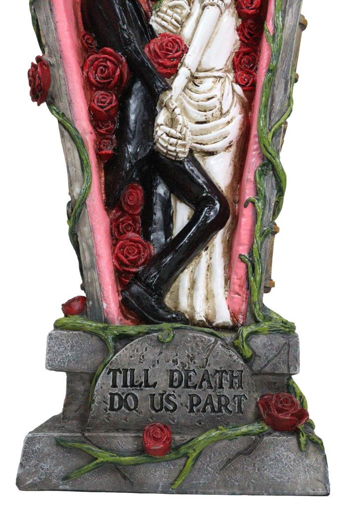 Ebros Gift Wedding Bride And Groom Skeletons In Rose Coffin Till Death Do Us Part Figurine
