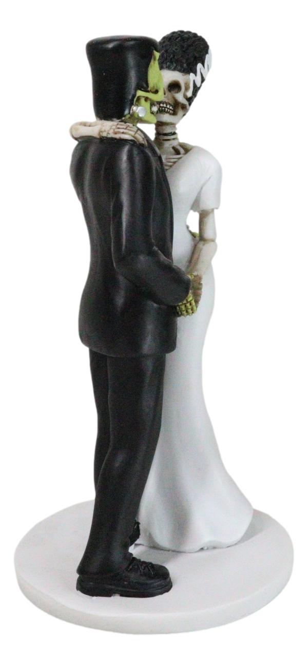 Ebros Gift Wedding Dance Skeleton Frankenstein Skull Bride And Groom Love Sign Figurine