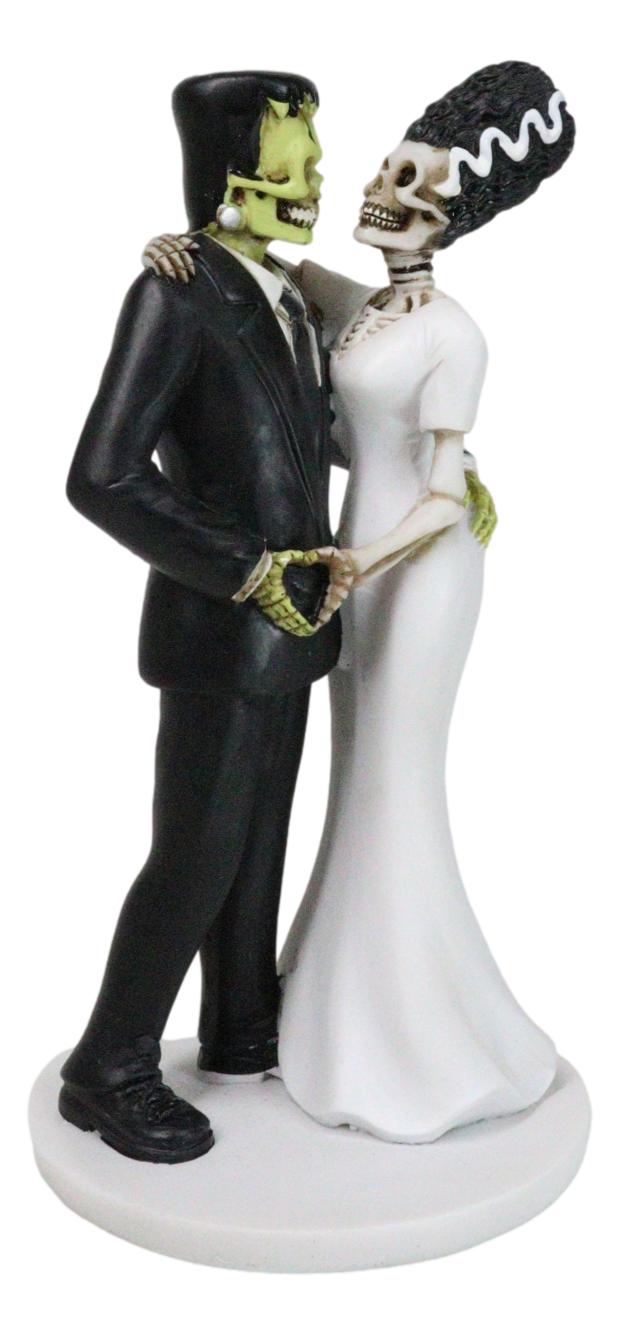 Ebros Gift Wedding Dance Skeleton Frankenstein Skull Bride And Groom Love Sign Figurine