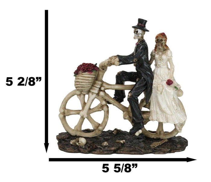 Ebros Gift Wedding Skeletons Bride And Groom Riding Skeletal Bones Roses Bicycle Figurine