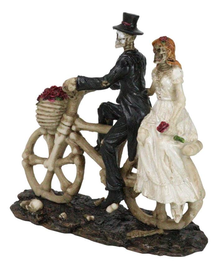 Ebros Gift Wedding Skeletons Bride And Groom Riding Skeletal Bones Roses Bicycle Figurine
